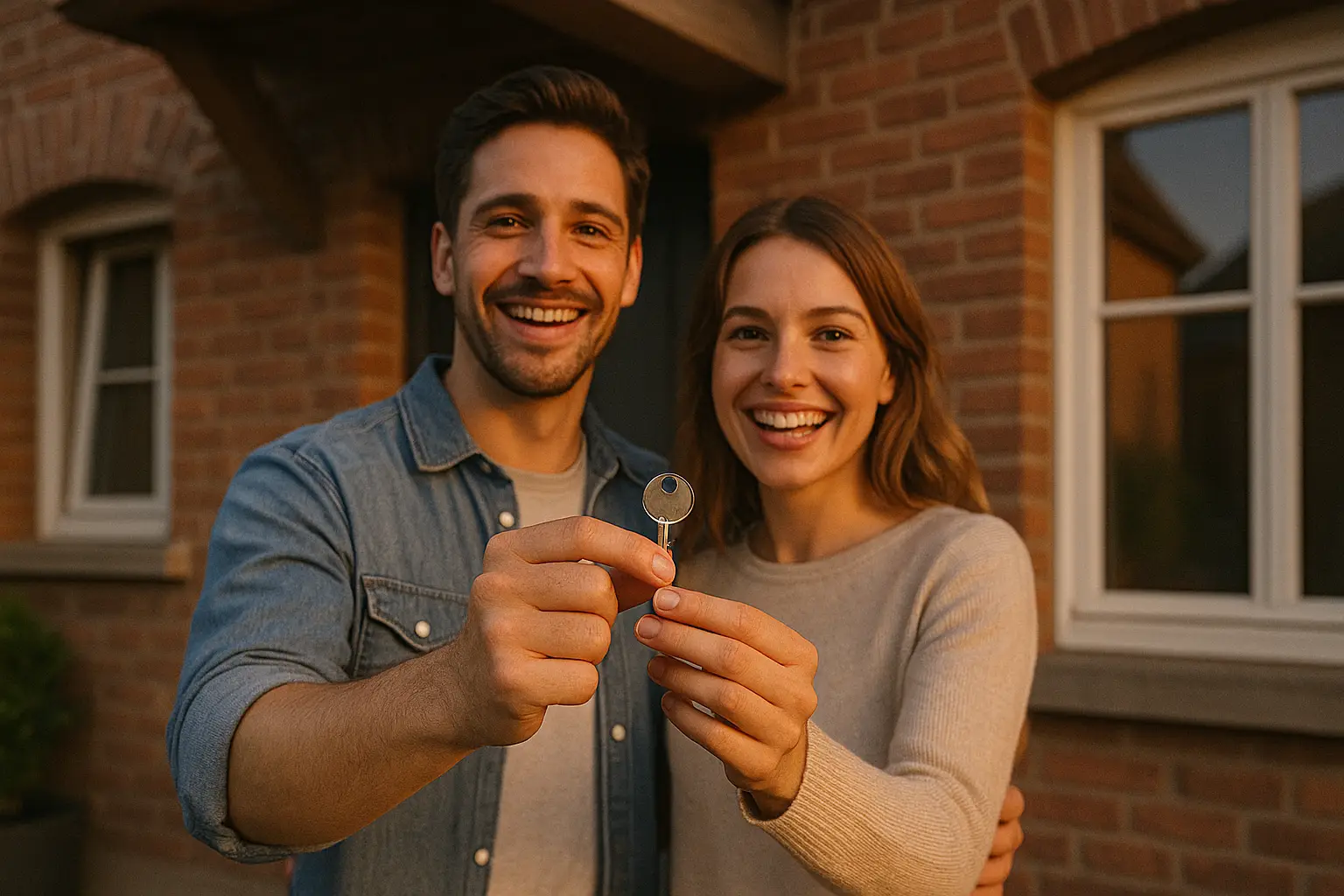 Glécklech Famill virun hirem neien Haus