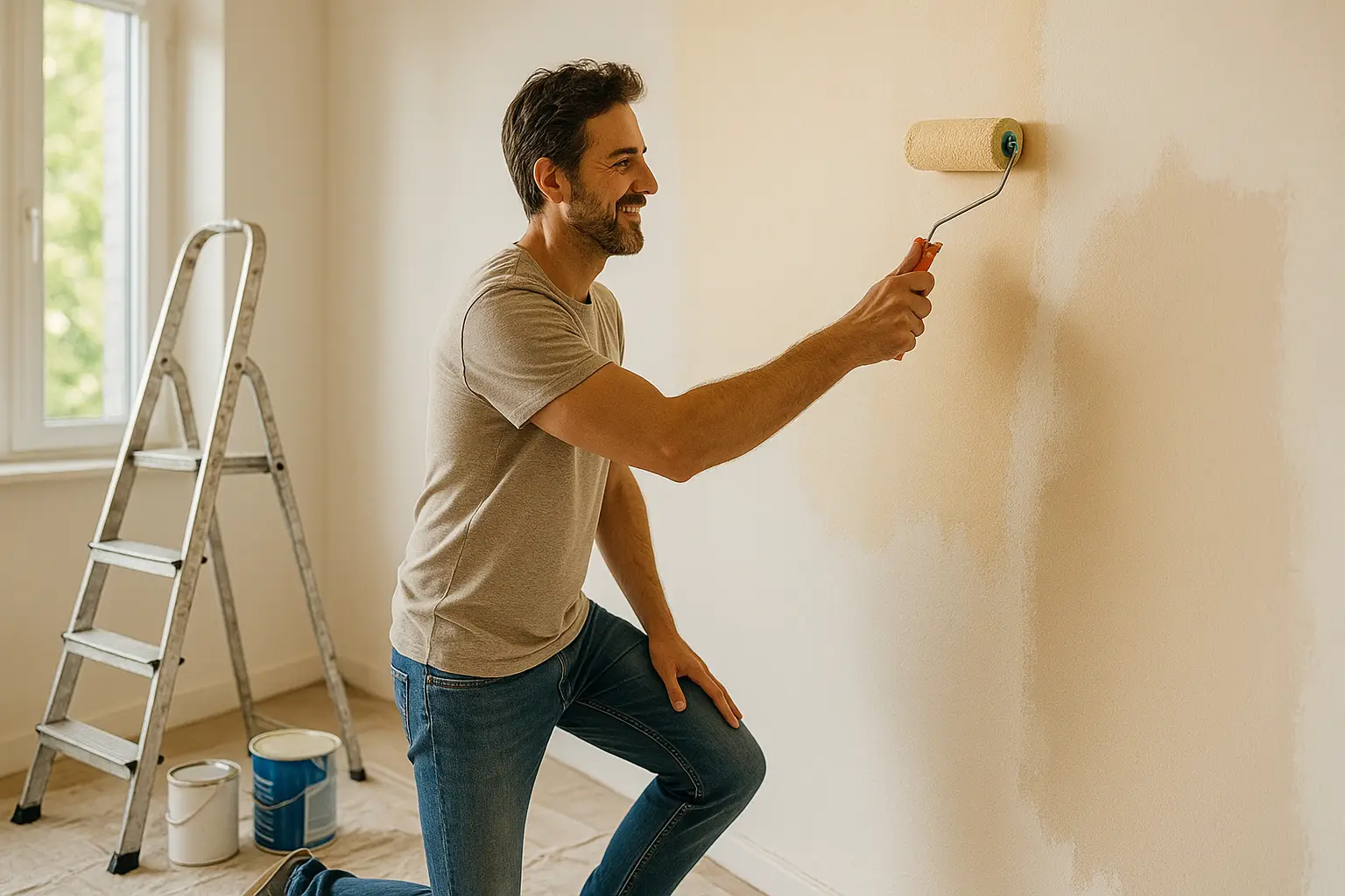 Couple heureux dans une maison rénovée